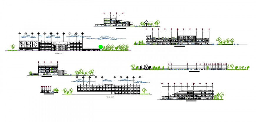 Hotel building structure detail plan and section 2d view layout file in autocad format