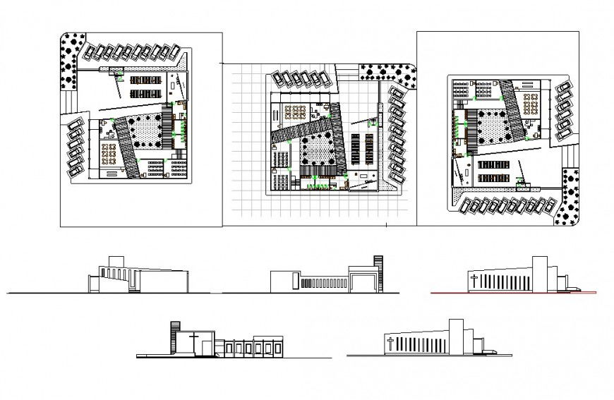 Hotel building structure detail with furniture 2d view CAD block layout dwg file