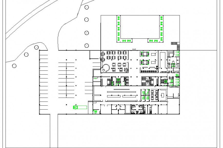 Hotel building structure plan detail 2d view CAD block layout autocad format