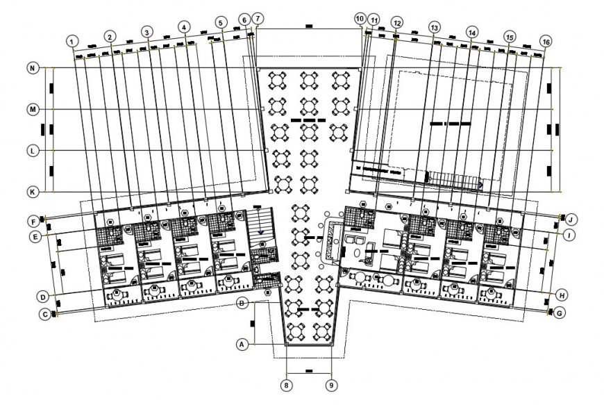 Hotel building units 2d view CAD layout plan autocad software file