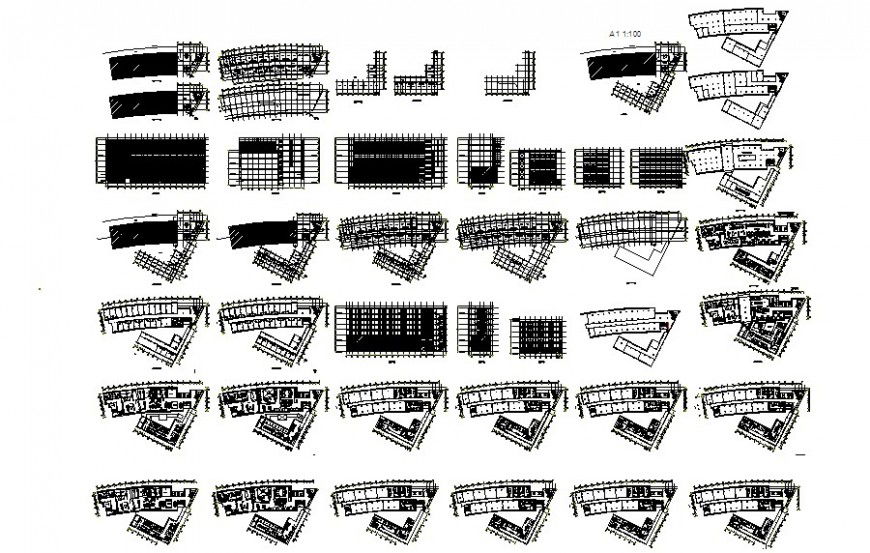 Hotel building work plan drawings detail 2d view autocad software file