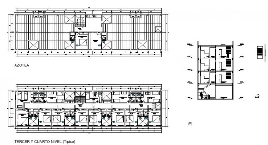 Hotel building working plan and sectional detail in autocad format