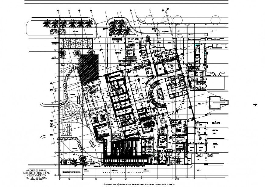 Hotel detail working drawing plan in dwg file.
