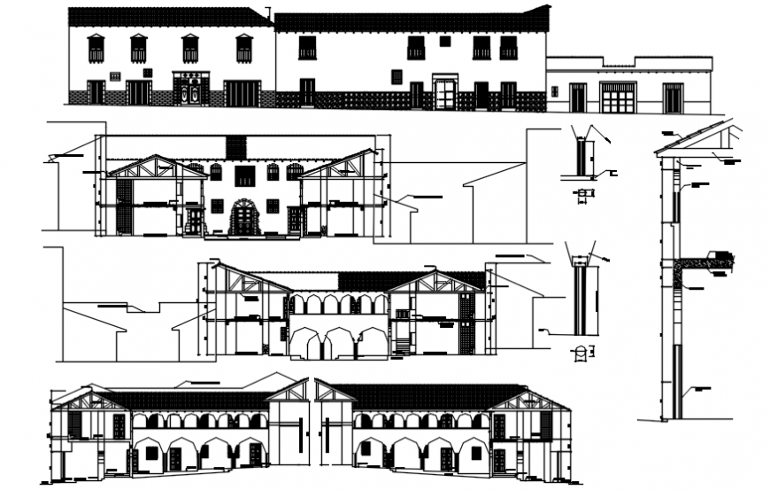Hotel different axis elevation in AutoCAD file