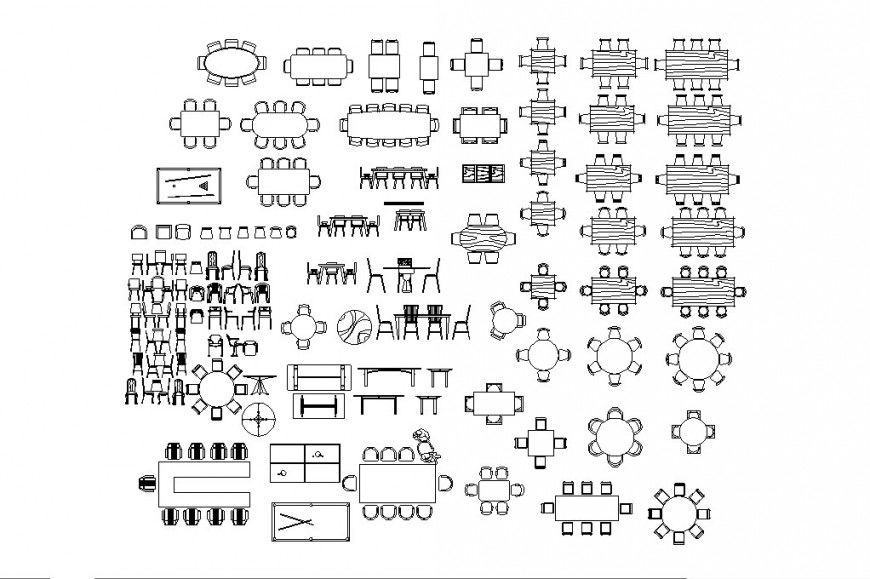 Hotel dining room furniture blocks cad drawing details dwg file