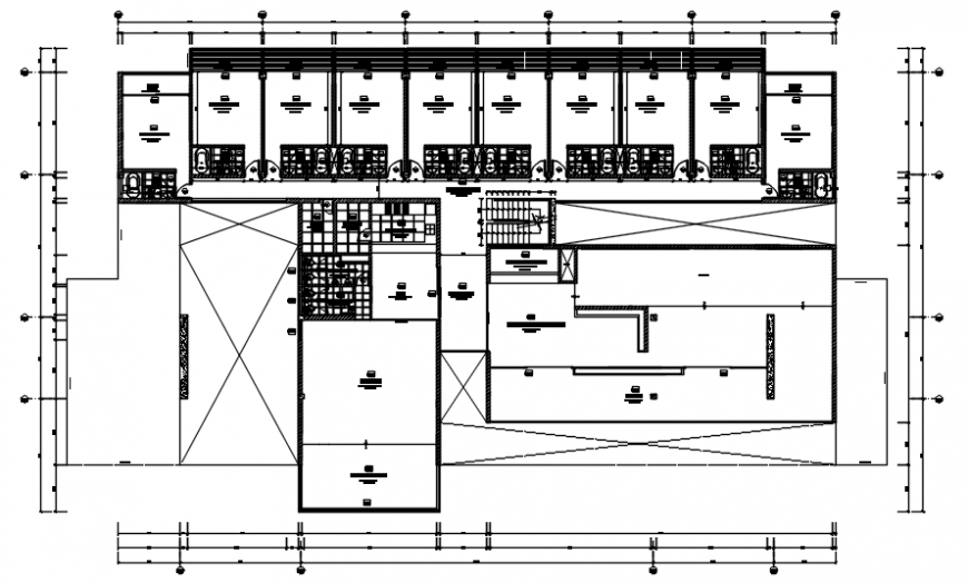 Hotel dwelling plan in auto cad
