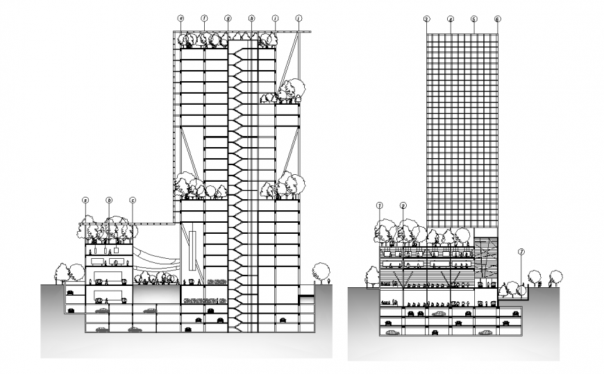 Hotel elevation detail drawing in dwg AutoCAD file.