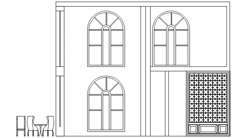 Hotel elevation with designer view in AutoCAD file