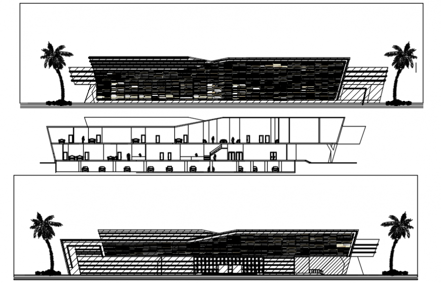 Hotel Elevation with Tree View in AutoCAD File Drawing and Details