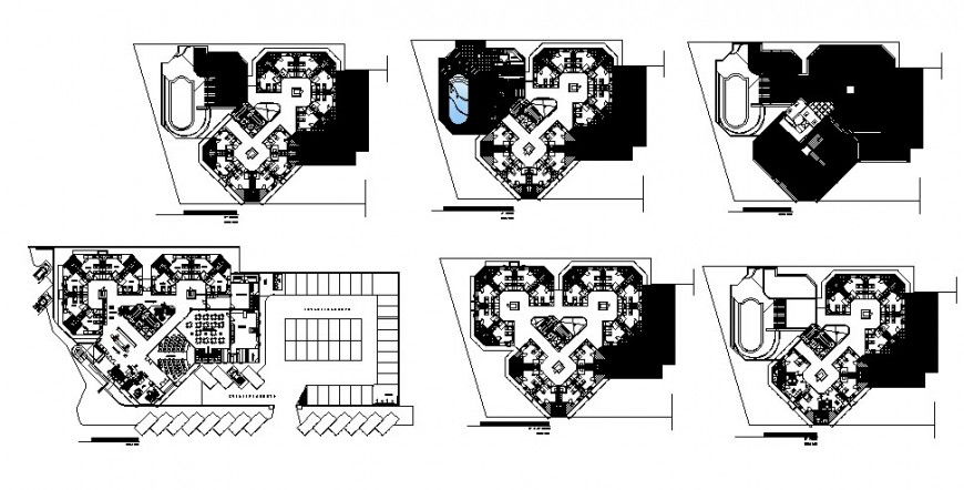 Hotel floor plan drawing in dwg file.