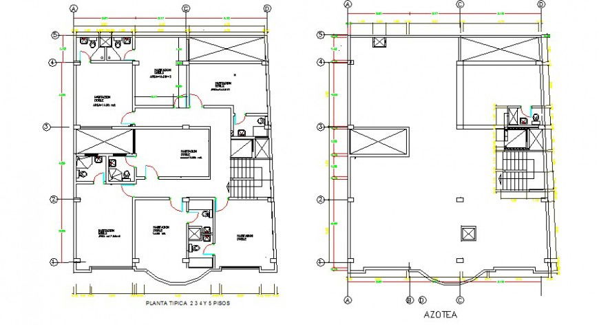 Hotel floors plan and sanitary installation cad drawing details dwg file
