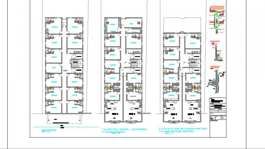 Hotel floors sanitary installation with plan cad drawing details dwg file