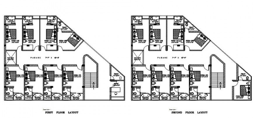Hotel furniture layout plan details top view