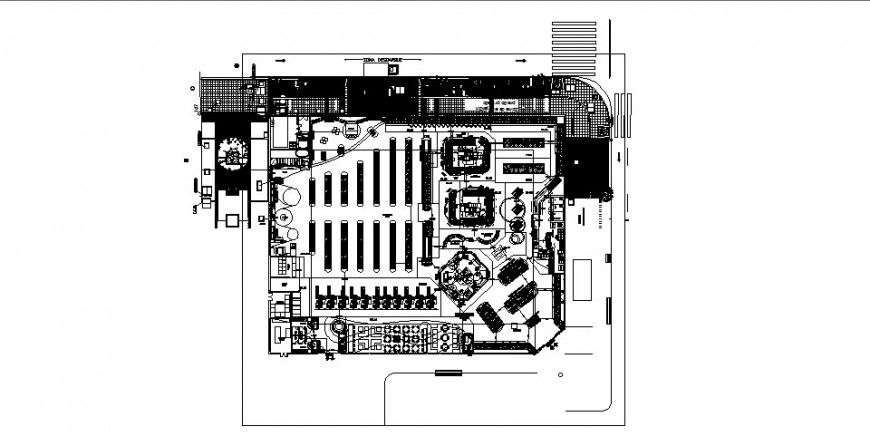 Hotel ground floor detail plan drawing in dwg AutoCAD file.