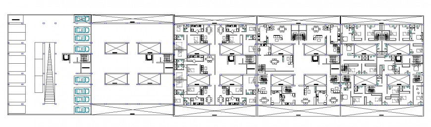 Hotel ground floor layout plan in dwg AutoCAD file.