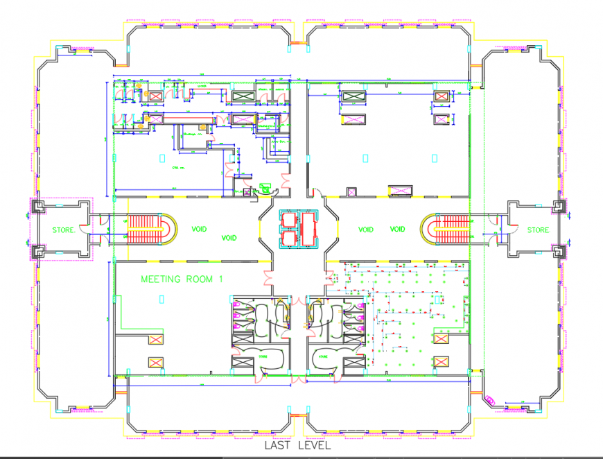 Hotel last level layout plan drawing in dwg AutoCAD file.