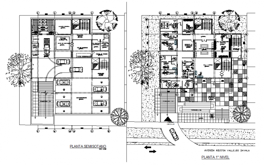 Hotel layout plan and car parking layout plan dwg file