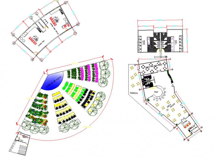 Hotel mountain in restaurant and toilet plan autocad file