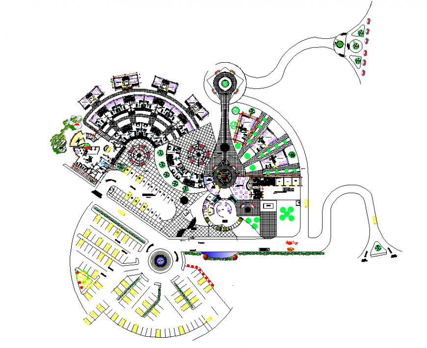 Hotel mountain tourism commercial building detail dwg file