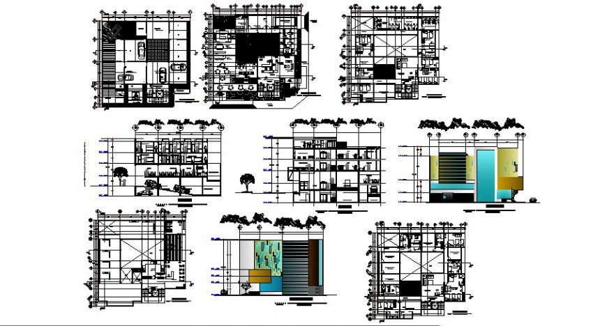 Hotel of mexico city-elevation, section, floor plan and auto-cad details dwg file