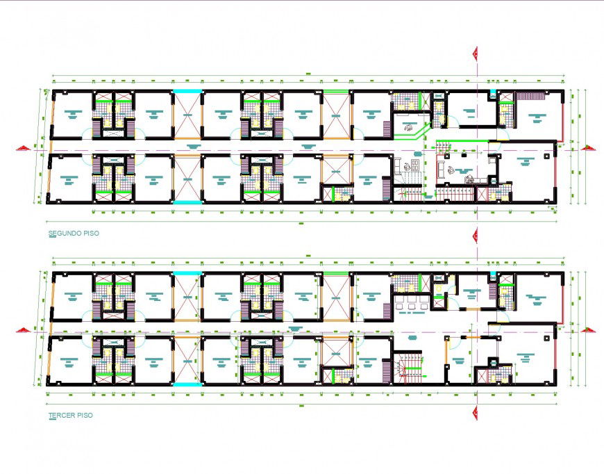 Hotel plan and elevation layout file