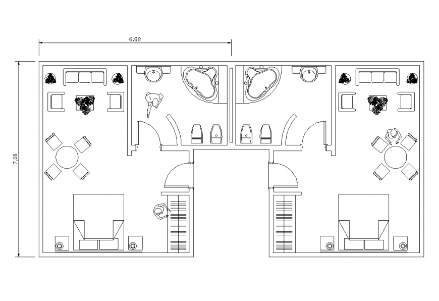 Hotel plan design with architecture look dwg file