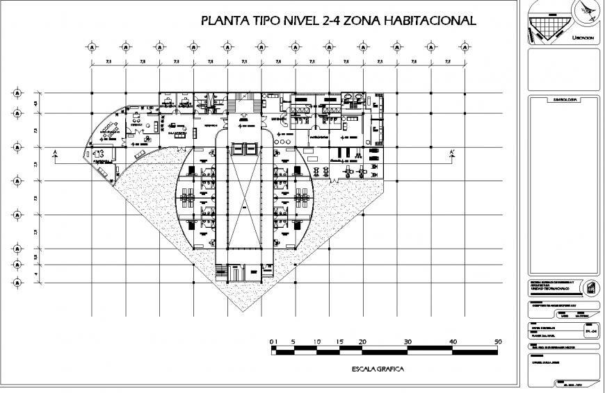 Hotel plan detail drawing in dwg file.