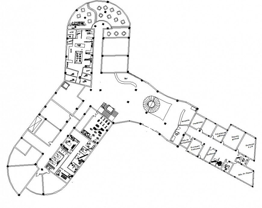 Hotel plan in auto cad software