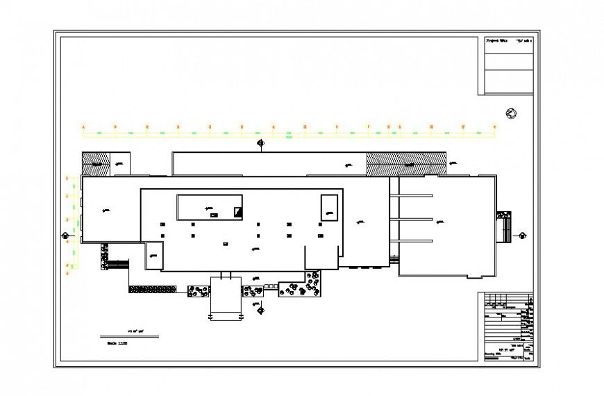 Hotel plan with detail of area distribution in auto cad