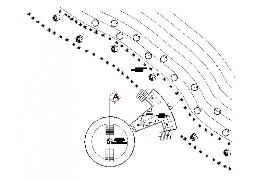Hotel plan with inner area in autocade