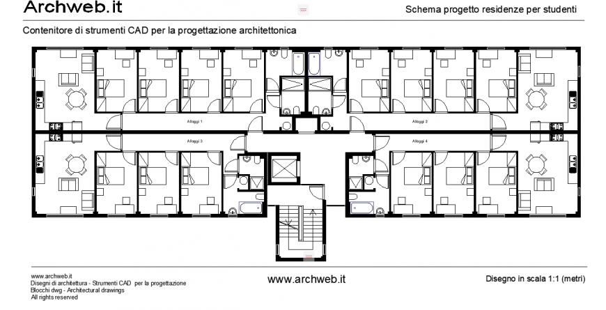 Hotel presentation plan detail drawing in dwg file.