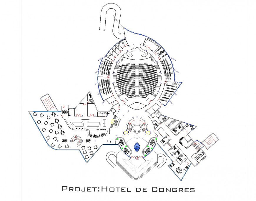 Hotel project planning detail dwg file