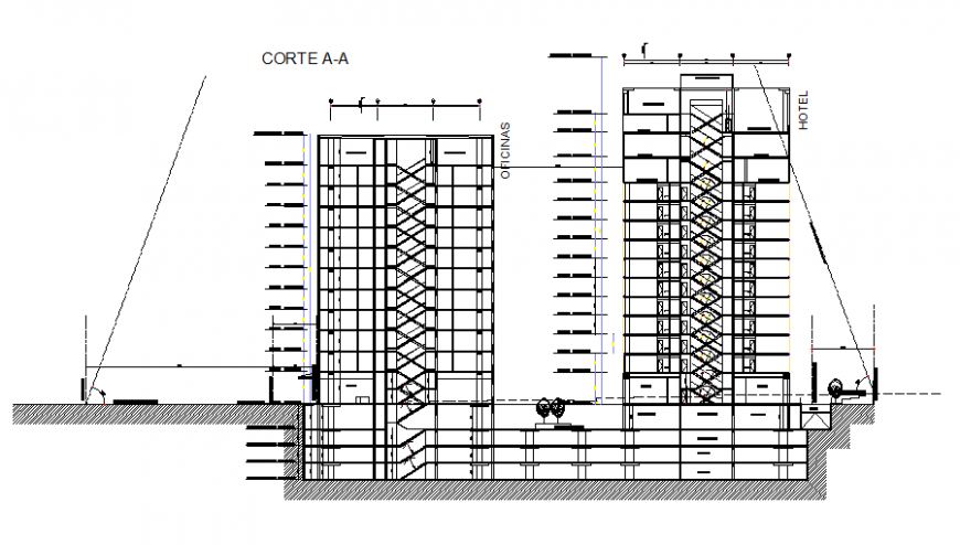 Hotel section detail dwg file