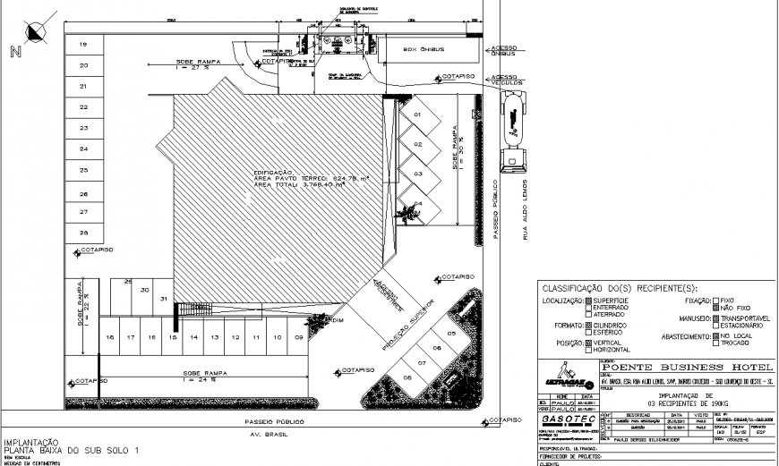Hotel site plan drawing in dwg file.
