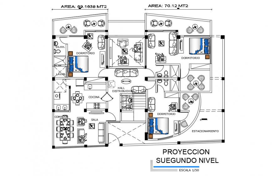 Hotel top view layout plan detail dwg file