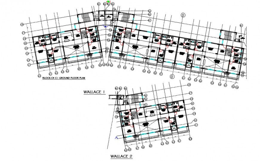 Hotel top view layout plan detailing dwg file