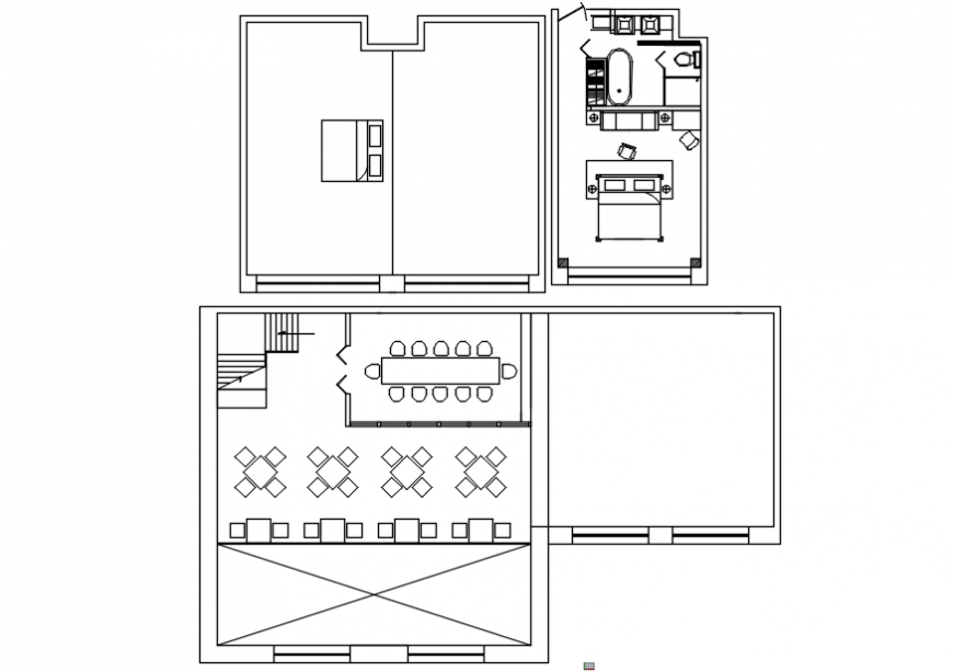 Hotel with detail of mesh area in AutoCAD file