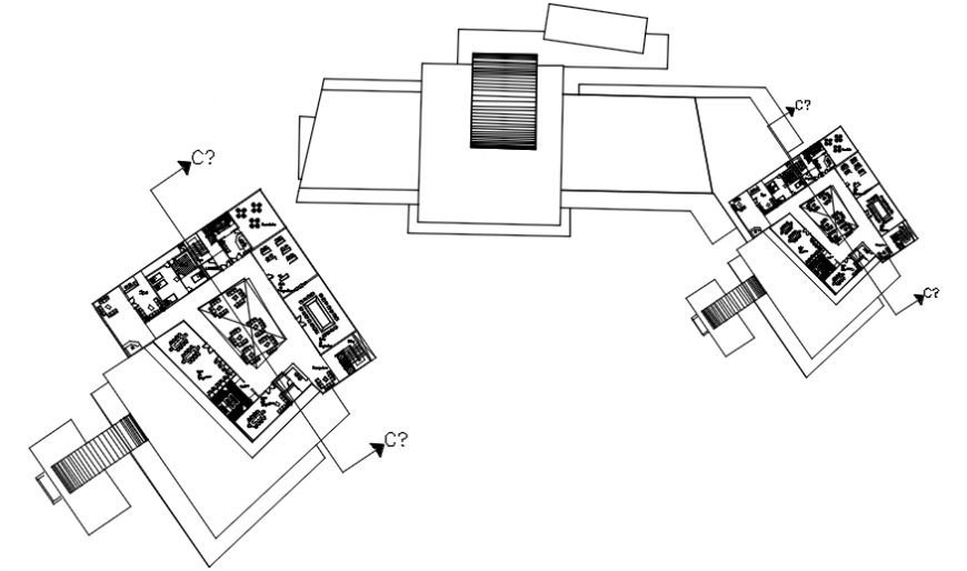 Hotel with trade center floor plan distribution drawing details dwg file