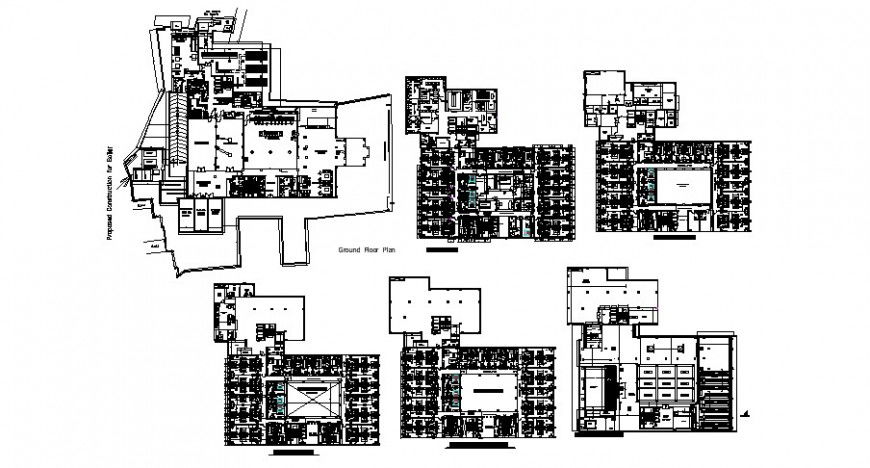 Hotels floor plan in auto cad