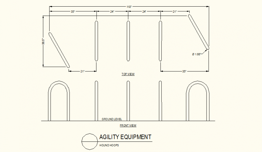 Hound hoops agility equipments detail elevation dwg file