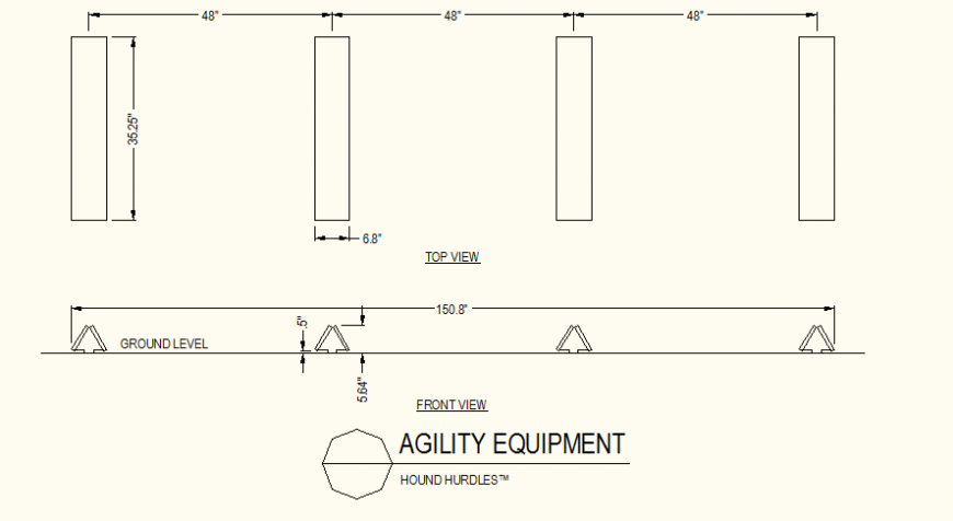 Hound hurdles detail plan and elevation layout file