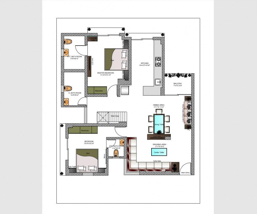 House plan detail with furniture blocks 2d view layout pdf file