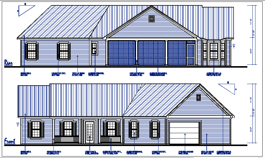 house elevation naming view detail dwg file