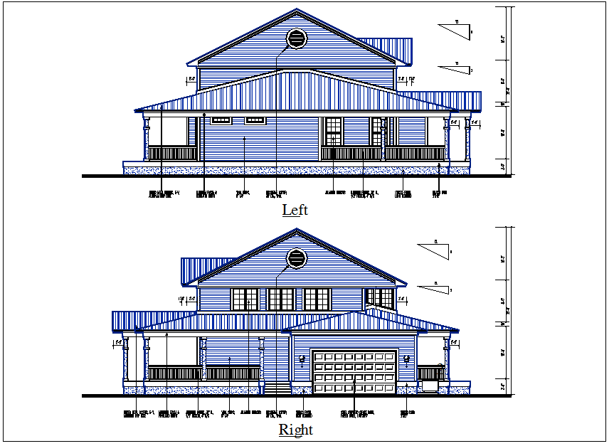 house elevation view detail dwg file