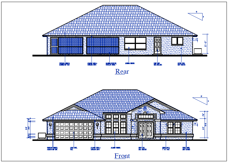 house elevation view detail dwg file