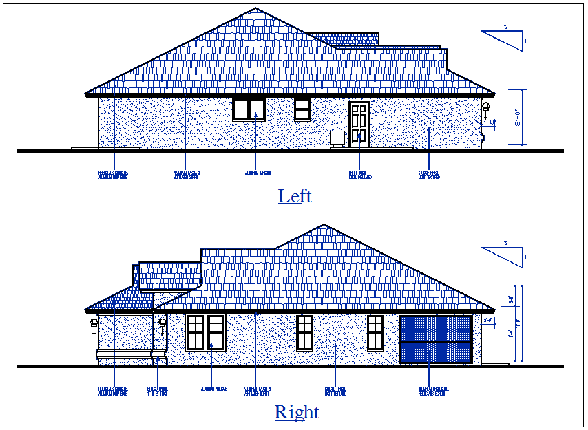 house elevation view detail dwg file