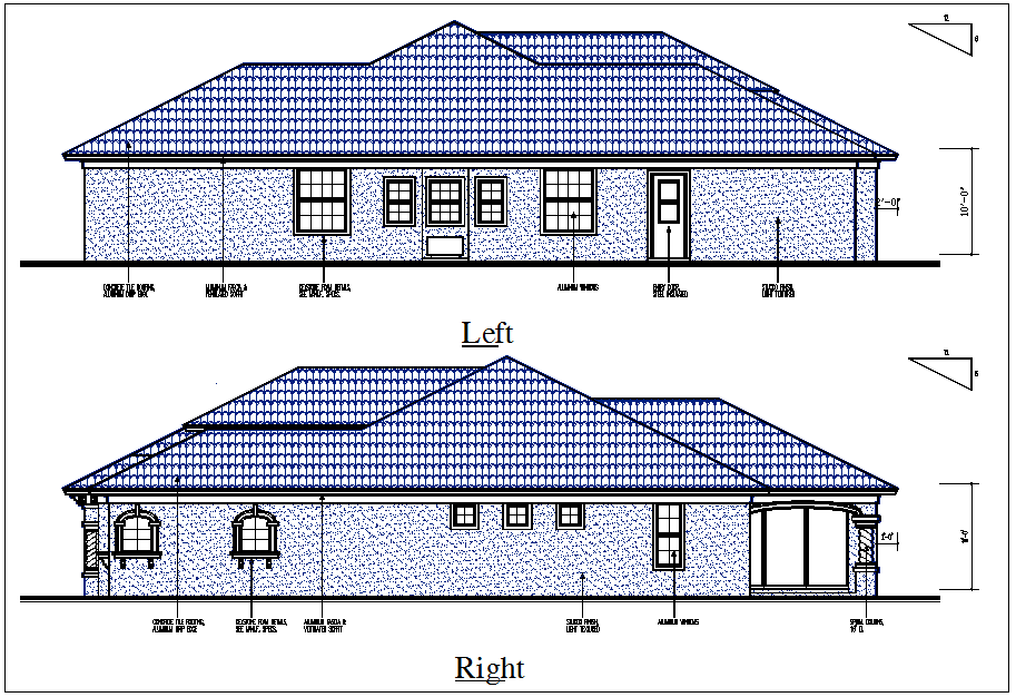 house elevation view detail dwg file