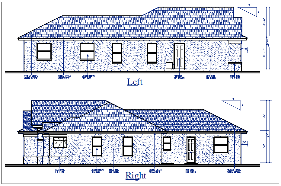 house elevation view detail dwg file