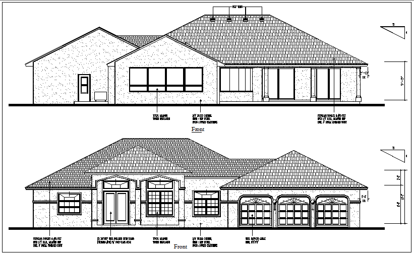 house elevation view detail dwg file