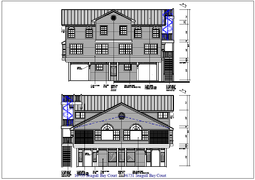 house elevation view detail dwg file